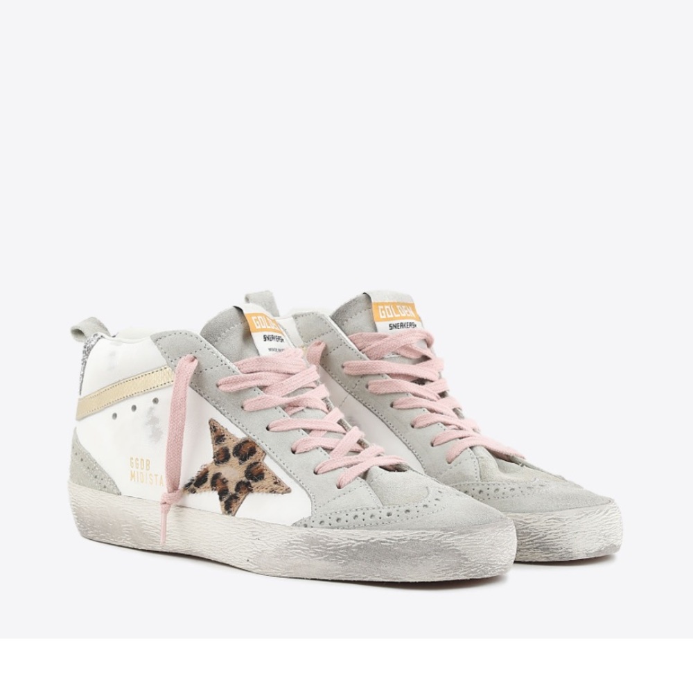 Golden Goose Mid Star - 37 pink gold leopard
